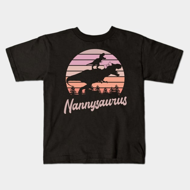 Nannysaurus T-Rex Dinosaur Kids T-Shirt by ryanjaycruz